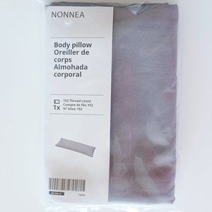 Ikea Nonnea Gray Body Pillow 50 x 20 in Pillowcase Cover 100% Cotton NEW